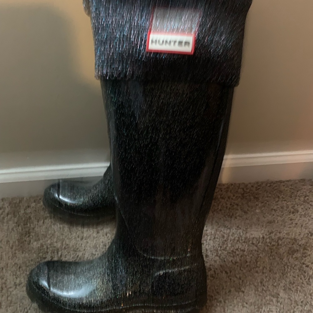 Cosmic glitter knee high Hunter Wellie